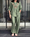 Harper – Sage Green Roman Fabric Comfort Co Ord Sets