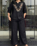 Harper – Classic Black Roman Fabric Comfort Co Ord Sets