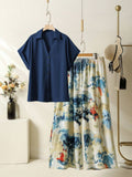 Rayon Co-ord Set with Abstract Digital Print Palazzo