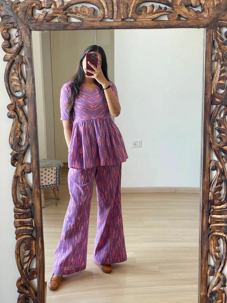 Rayon Co-ord Set with Ikat Digital Print