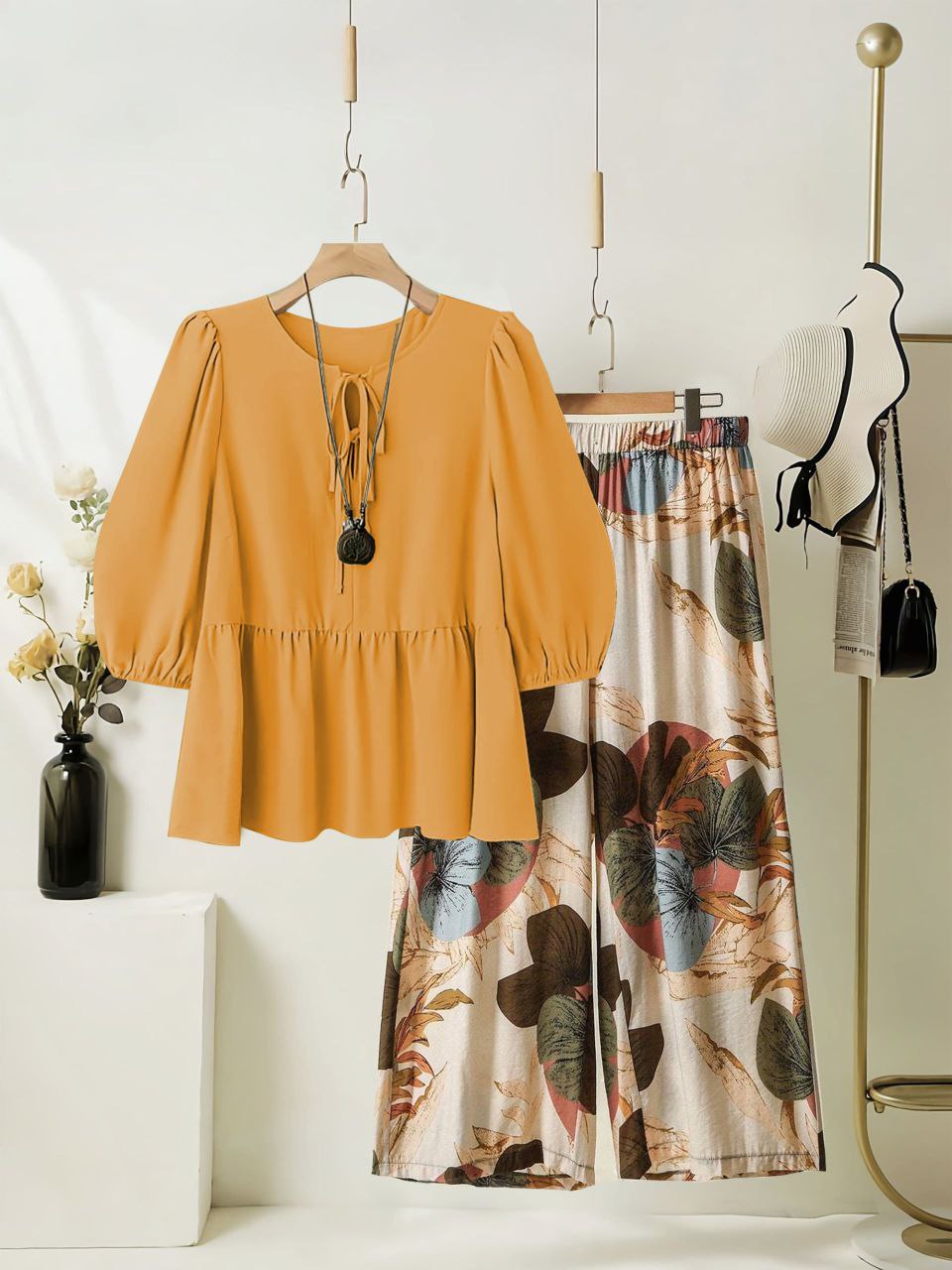 Rayon Co-ord Set with Printed Plazzo